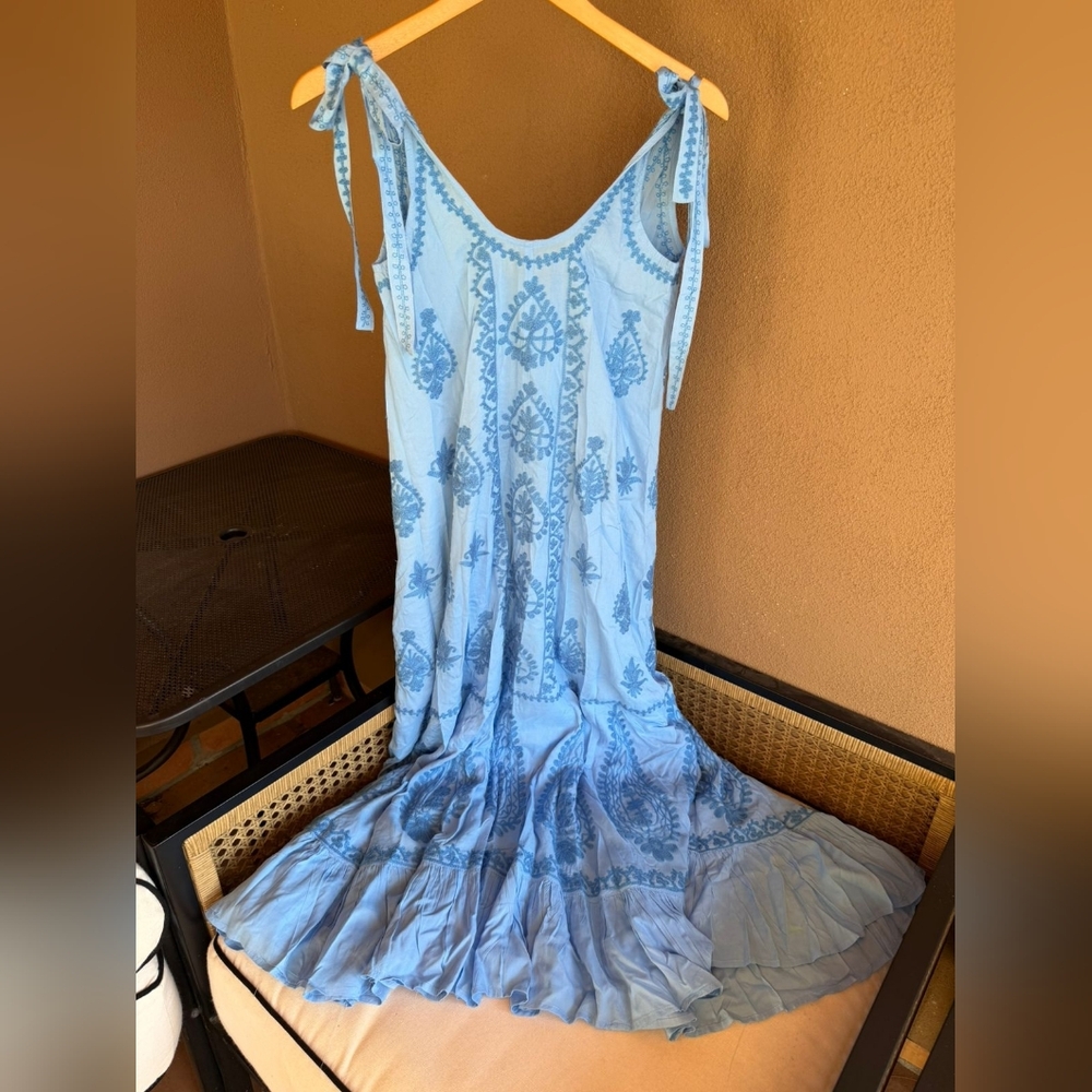 Pranella Atzaro Sky Blue Maxi Dress With Tie Straps